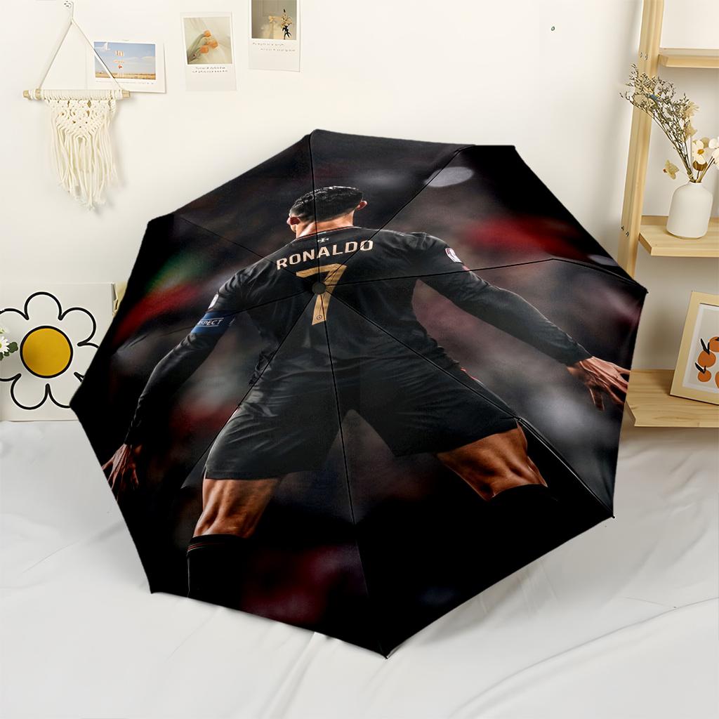 Cristiano Ronaldo's Legacy Outdoor Automatic Umbrella Folding Umbrella with 8 Ribs Durable Plastic & Iron for Women/Men Stylish Accessory