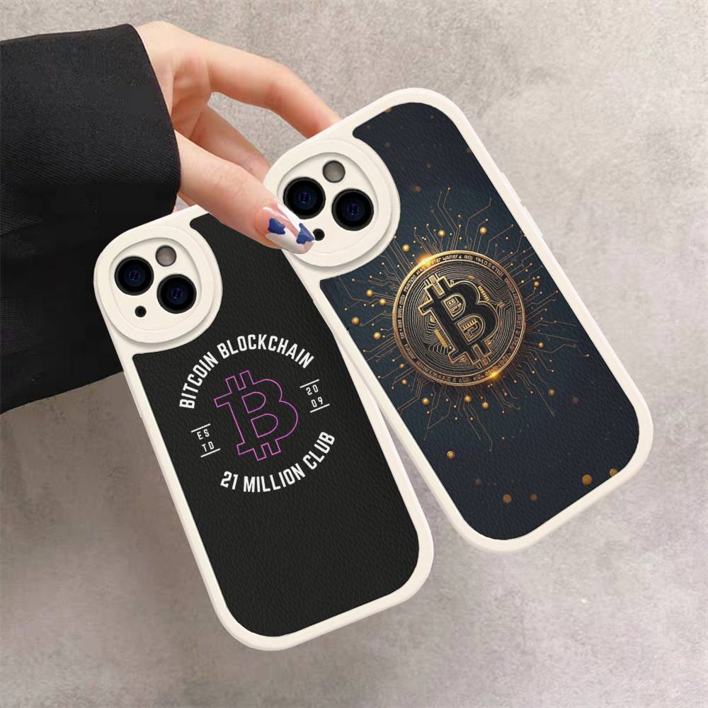 Bitcoin Phone Case Hard Leather For IPhone 14 13 16 Mini 15 14 11 12 Pro Max Plus Fundas
