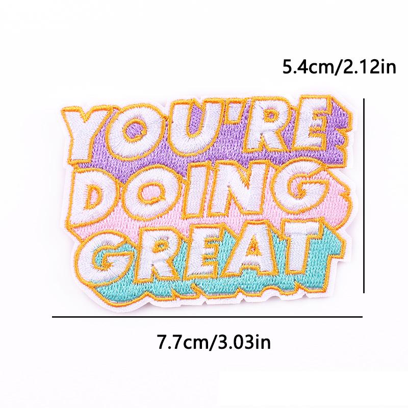 Cartoon Letters Applique Iron On Patches On Clothes Phrase/Text Embroidered Patches For Clothing Stickers Sewing Fusible Badges