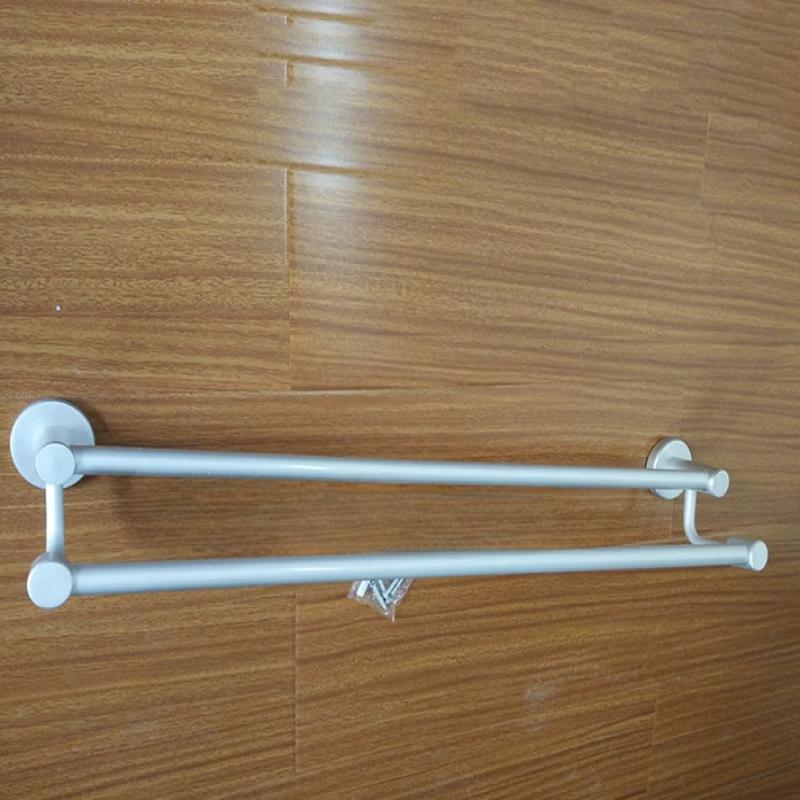 MDNG Adhesive Bathroom Double Towel Rack with Shelf
