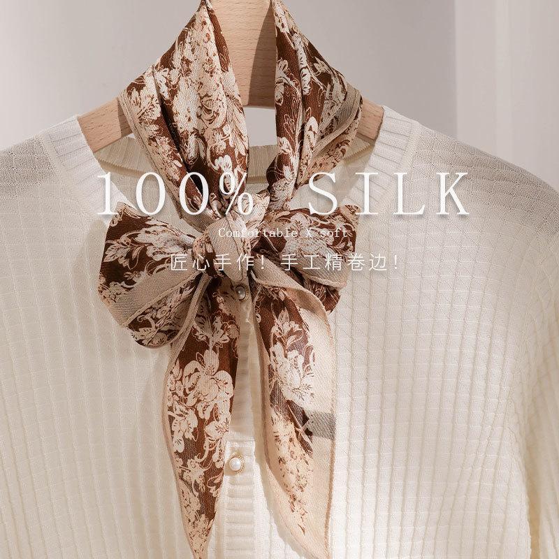 100% Naturseide Schal Damen Schals Stola Hijab Bandana Halstuch Pashmina Hohe Qualität Halstuch Foulard Weiblich Echarpe