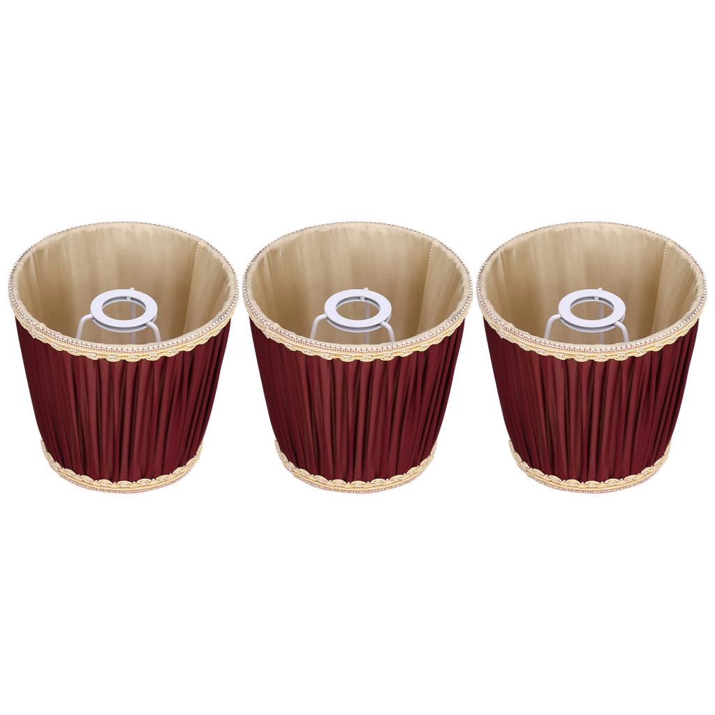 3pcs E14 Fabric Lamp Shade Wine Red Modern Clip On Lampshade for Home Wall Candle Table Lamps