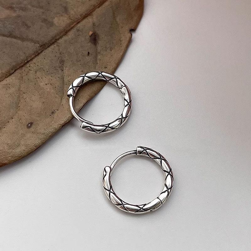 

Простые линии клетчатые серьги-вкладыши клетчатые серьги для женщин легкие роскошные нишевые ретро Ins холодный стиль