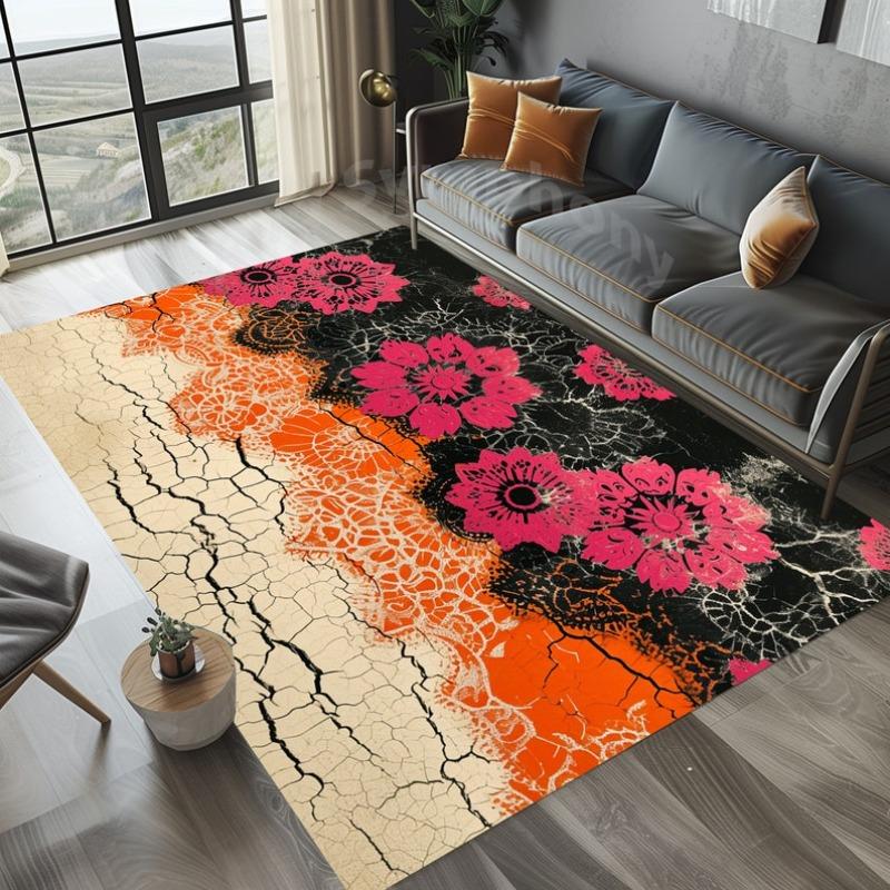 

Modern Shapes Graffiti Shapes Pastel Color Purple Flowers Rug Floral Rug 60*90cm