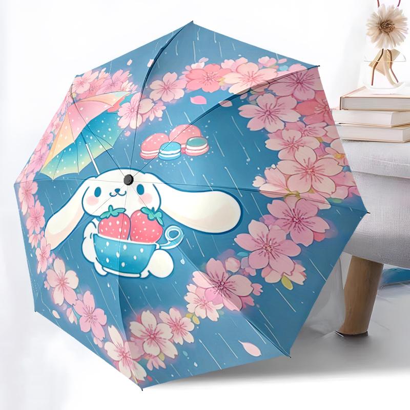 

1pc Cherry Blossom Umbrella - Automatic Opening/Closing, Portable Folding Design, 8-Bone Iron Frame, Outdoor Umbrella, Festive Gift for Fans, Traveler