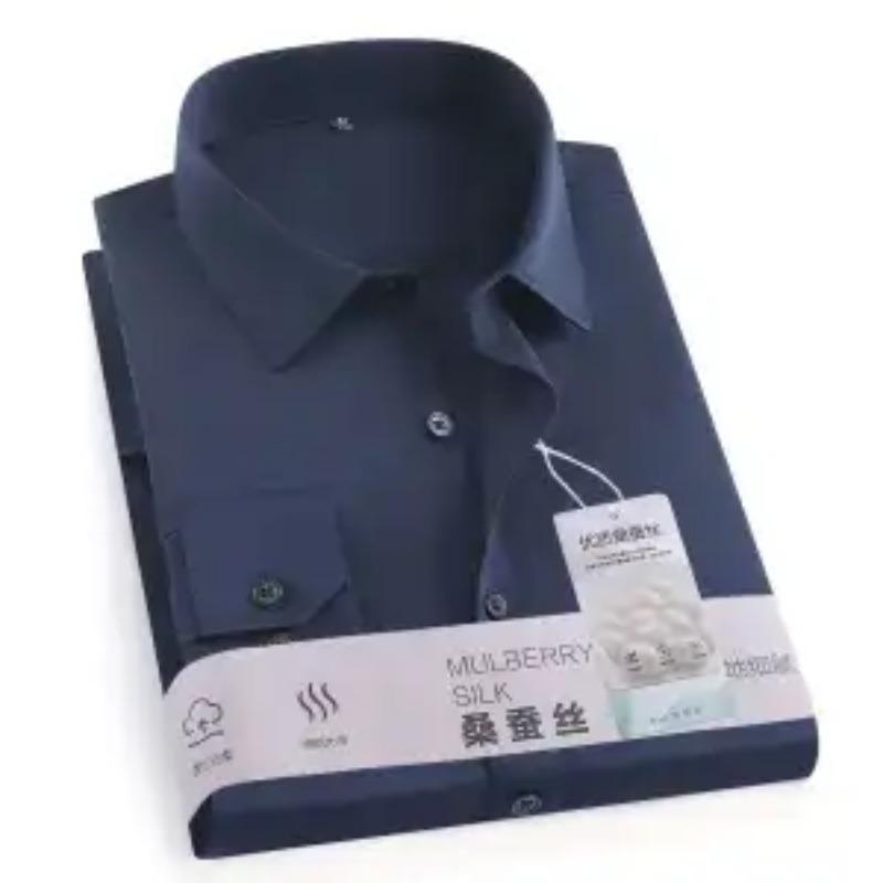 Ανδρικό Στενό Μακρυμάνικο Πουκάμισο Επίσημο Επιχειρηματικό Τοπ Χωρίς Σιδέρωμα Μονόχρωμο Ελαστικό Κουμπωτό