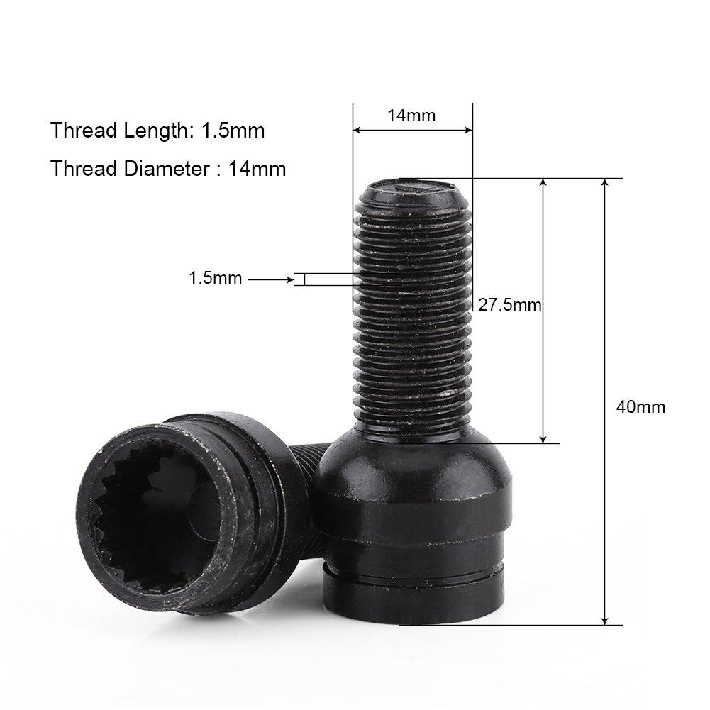 4+1 M14*1.5MM Black Steel Wheel Bolt & Lock Lug Nut