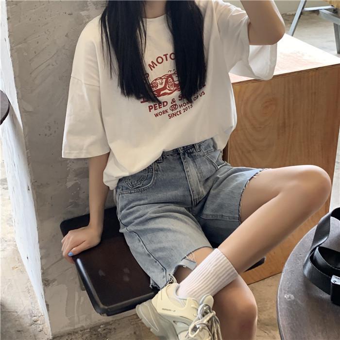 Summer Women's Loose T-shirt Bf Wind Plus Size Short-sleeved Tops