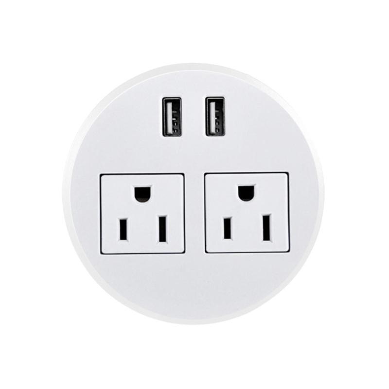 Standard Recessed Desk Outlet Invisible Design Metal Frame Desktop Power Grommet For Modern Office And Home Use