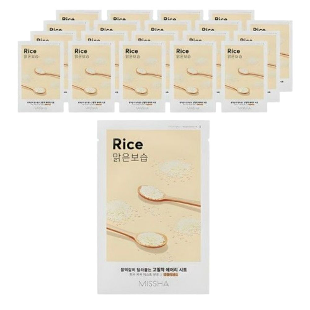 MISSHA Airy Fit Sheet Mask Rice Brightening Hydrating Face Mask 19g 20 Sheets
