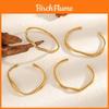 Minimalist Stainless Steel Wave Bracelet With Geometric Design For Fashion Enthusiasts