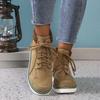 Foreign trade large size women's boots 2025 winter new thick-soled cotton boots women's solid color foot cover warm lace-up hair mouth short boots