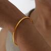 Fadeless Stainless Steel Bangle Bracelet For Women Non Fading Circular Minimalist Women's Hand Bracelets Woman Luxury Zircon