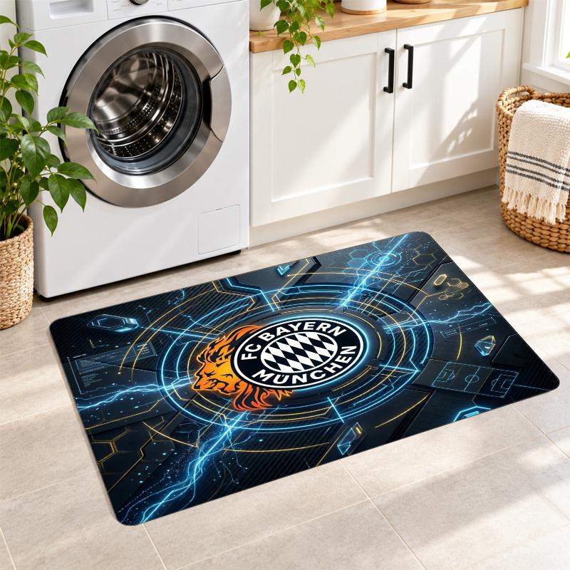 Flannel Kitchen Mat Bayern Munich Soft Area Rug Non Slip Floor Carpet Home Decoration