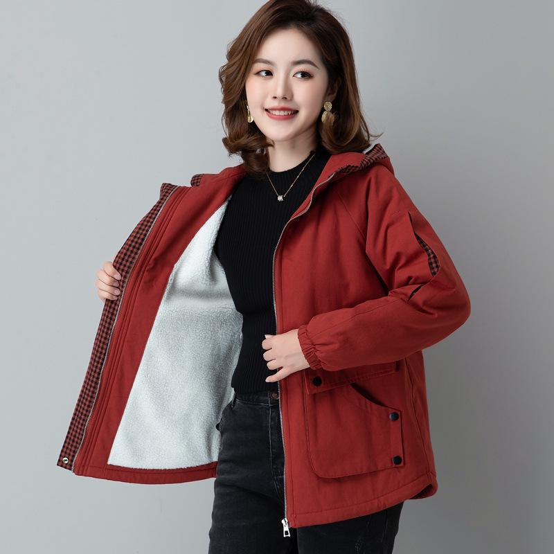 2025 Women's Fleece-Lined Hooded Jacket, Thick Loose Cotton-Padded Coat for Autumn/Winter.