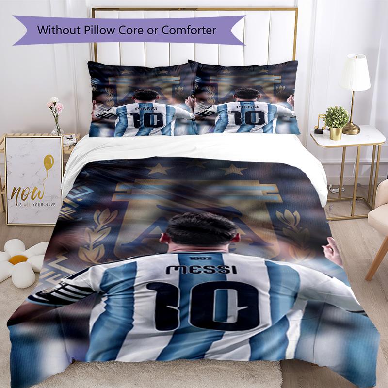 Messi Bedding Set Breathable Duvet Cover with Pillowcases Decorative Bed Linen for Bedroom Home Decoration Birthday Gift