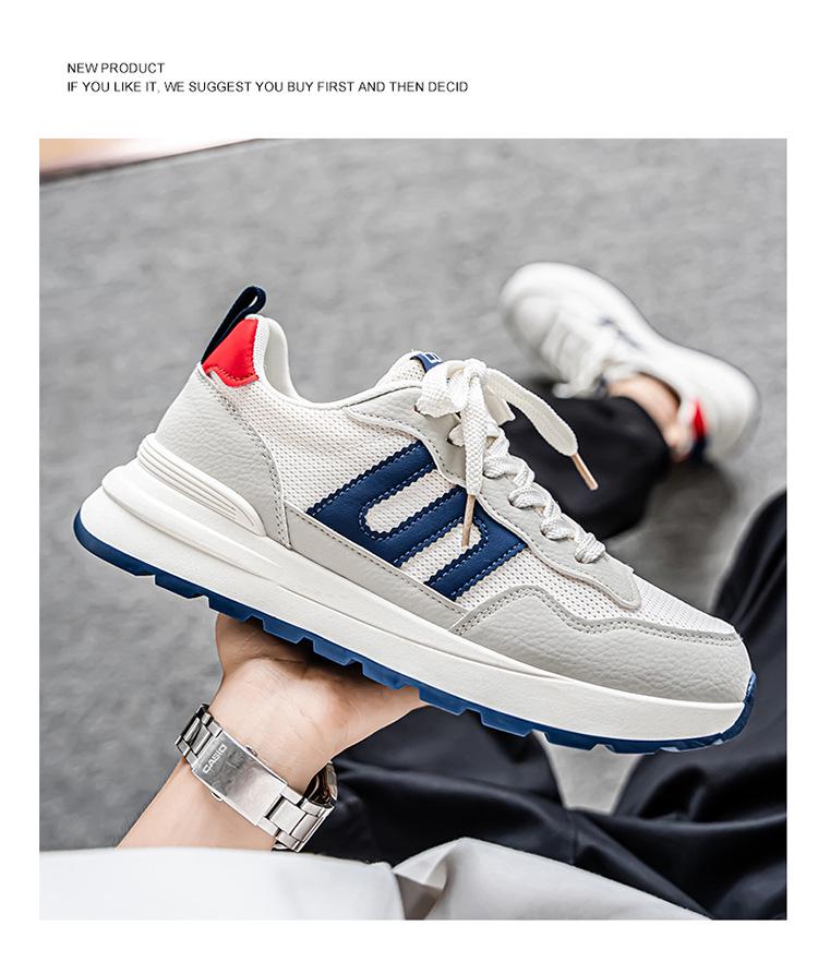 Men's 2025 Summer Breathable Casual Running Shoes - Thick Sole, Wear-Resistant, Versatile for Students and Dads.