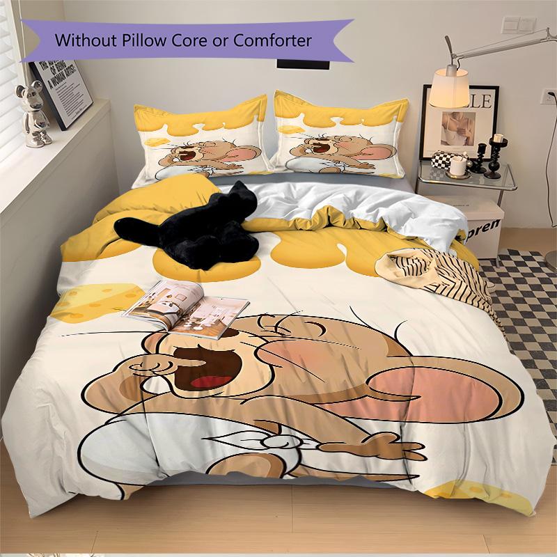 Mouse Cheese Adventure Print 3Pcs Bedding Setduvet Cover With 2 Bedropillowcase Home Birthday Gift