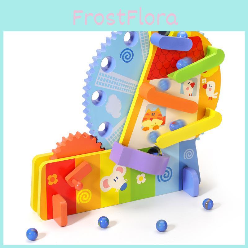 Roller Wooden Kids Ferris Wheel Toy With Multicolor Track And Block Set Gift For