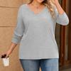 Womens Plus Size Long Sleeve Shirts  V Neck Tunic Tops Basic Loose Fit Tee Tops