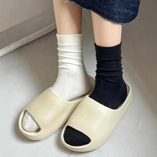 5 Pairs Crew Socks for Women Ribbed Knit Slouch Boot Socks Breathable Crochet Long Piles Socks for High School Girls