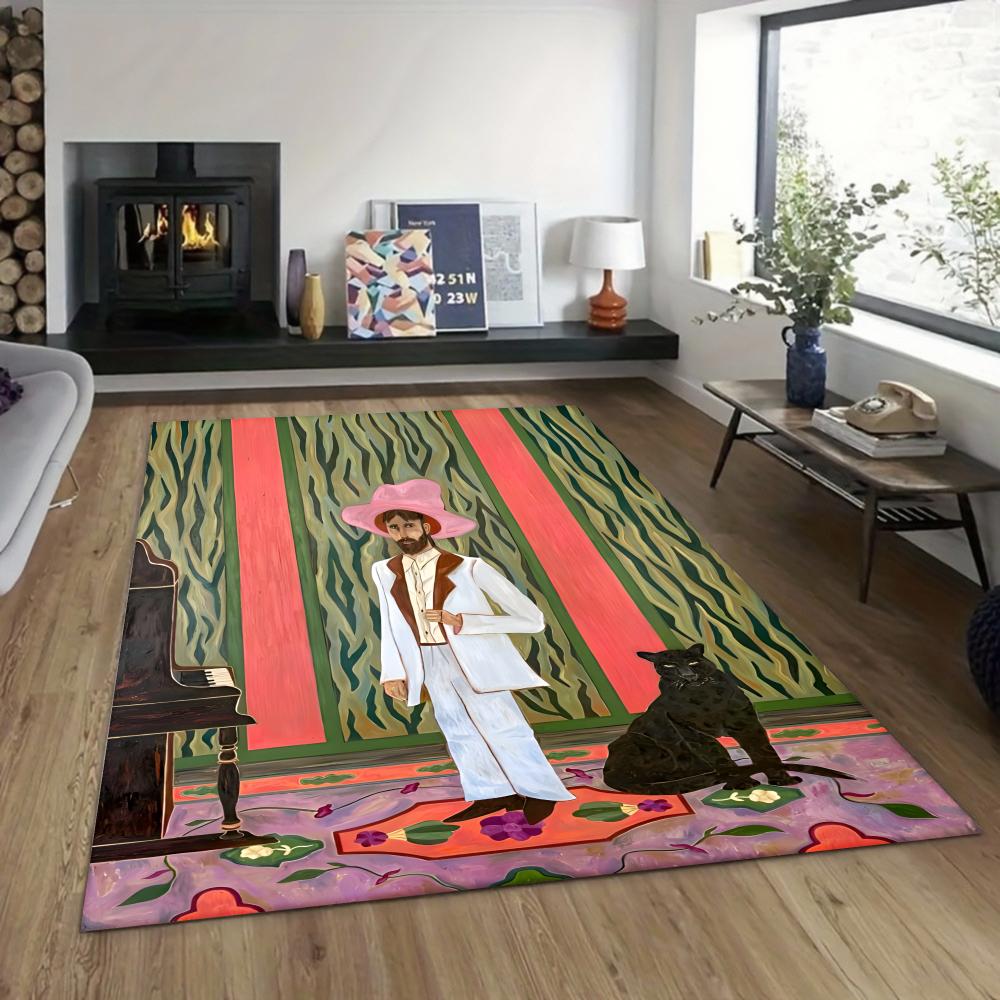 

Artist Portrait Area Rug , Carpet for Art Studio Living Room , Non-Slip Canvas Texture Floor Mat Gallery Bedroom Decor 40x60cm