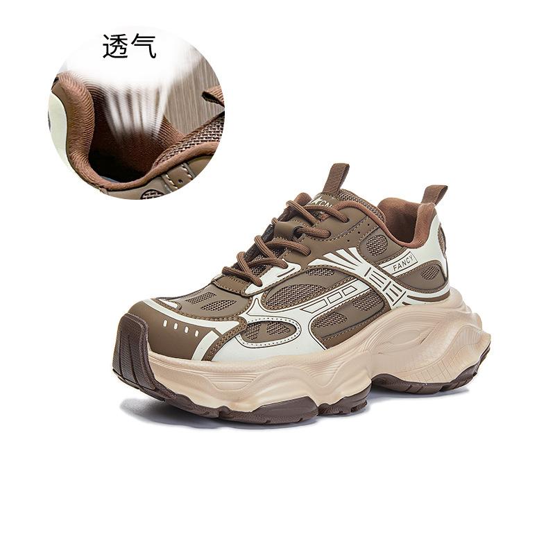 

Absorbent sole leather dad shoes women s 2025 spring new casual versatile sports shoes women s thick-soled breathable heightening shoes 35
