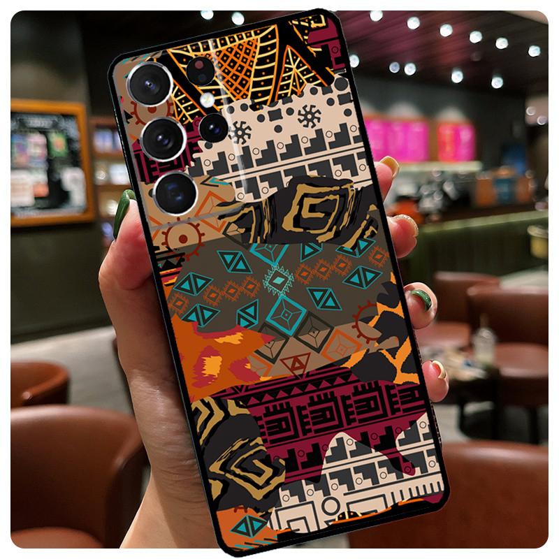 African Style Fabric Print Silicone Case For Samsung Galaxy S23 S22 Ultra S21 S20 FE S8 S9 S10 Plus Note 20 Ultra Cover