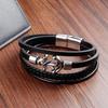 Schwarzes Lederseil Rindsleder Herren Doppellagiges Leder Geflochtenes Armband Handgefertigt Mehrschichtiges Leder Ankerarmband