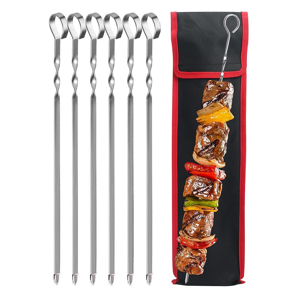 

6-16 шт. Шампуры для барбекю из нержавеющей стали, шампуры для шашлыка, шампуры с длинной ручкой, металлические шампуры, шампуры для шашлыка для кемпинга, приготовления пищи