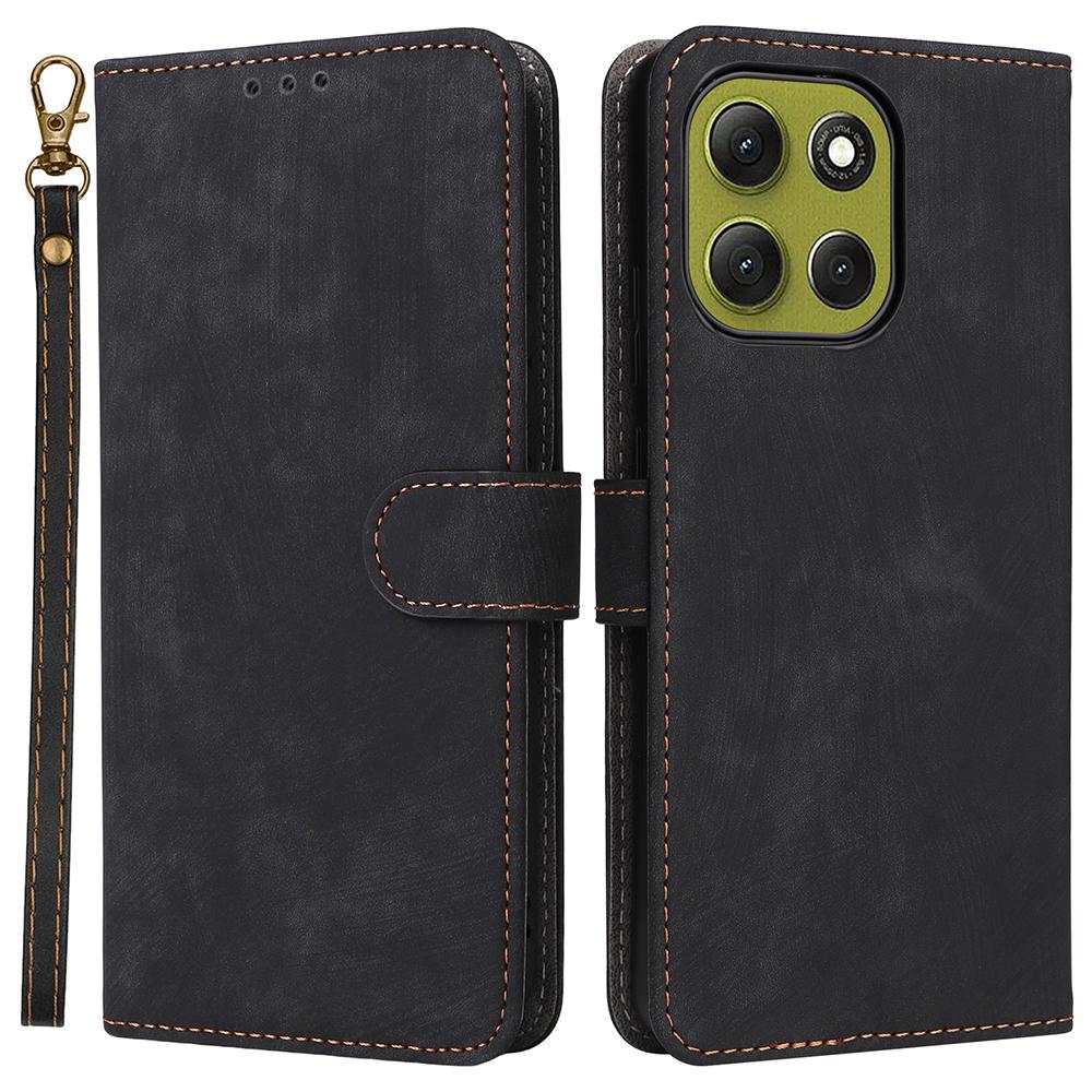 

For Motorola Moto G86 5G Case Wallet RFID Blocking PU Leather Phone Cover Stand with Strap Black