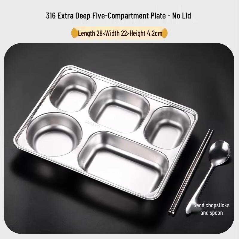 

Food Grade 316 Stainless Steel 5-Compartment Meal Tray