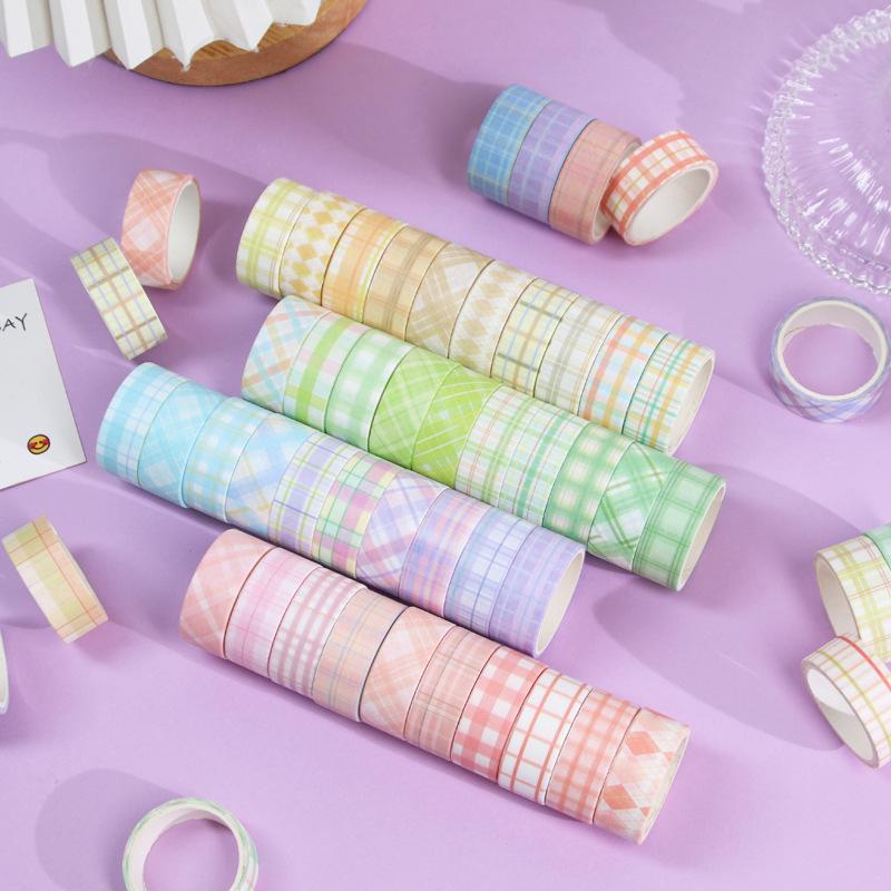 30 Rolls Colourful and Refreshing Checkered Series of Handwritten Tape