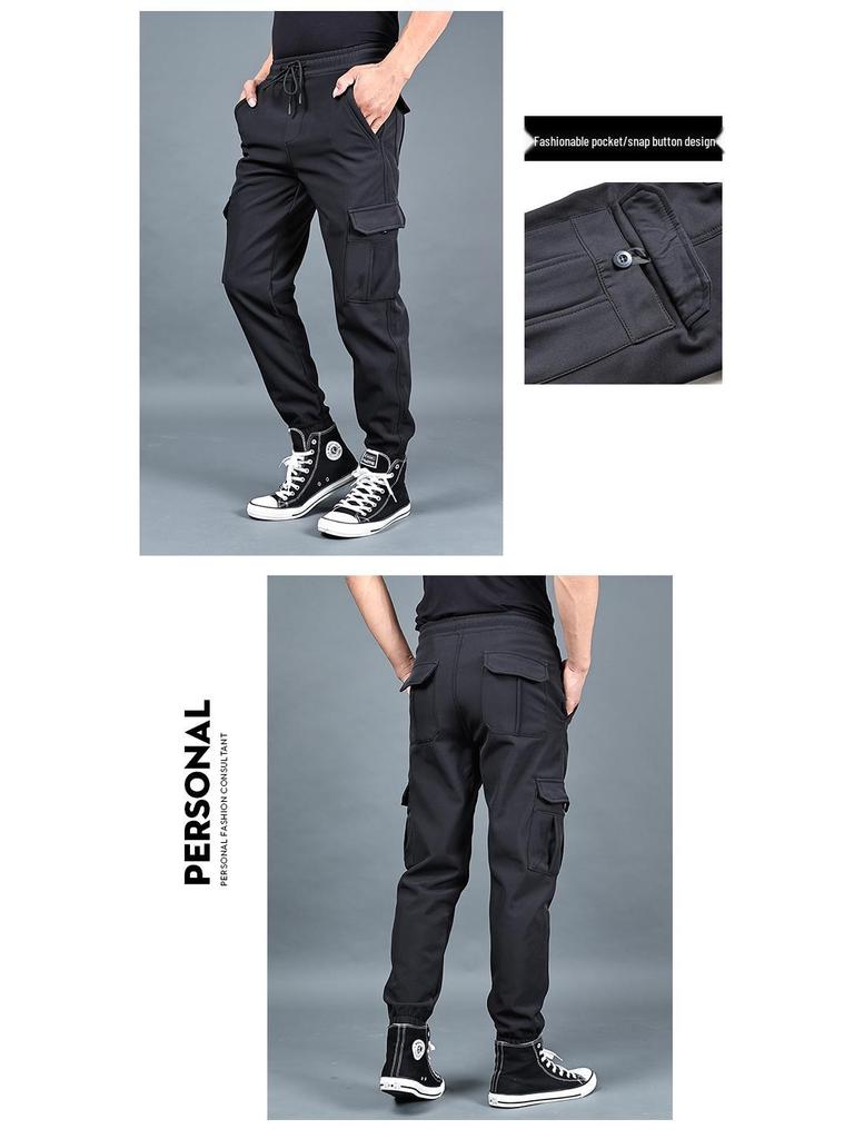Men's Autumn/Winter Loose Overalls: Trendy, Plus-Size, Velvet-Lined, Thickened Casual Sports Pants