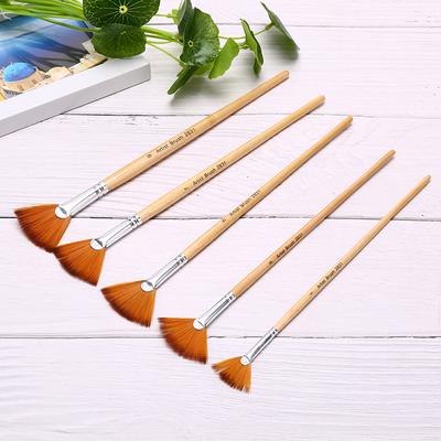 5Pcs Fan Shape Gouache Painting Pen Nylon Hair Paint Brush Drawing Art Supplies
