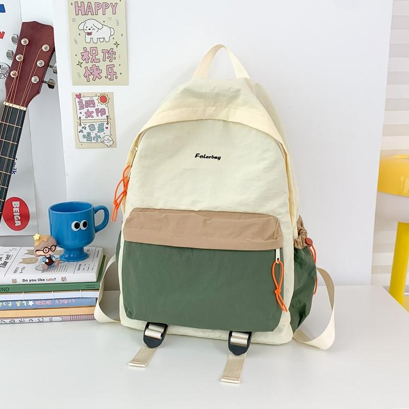 Schoolbag Schoolbag Female College Student Korean Version Ins Fashion Simple Computer Backpack Versatile Large Capacity Contrasting Color Travel