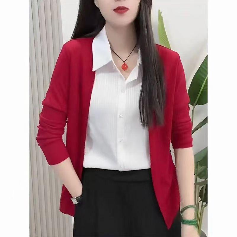 

2025 Spring Women s Casual Loose Long Sleeve Knitted Two-Piece Top 4XL