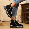 Round-toed Shoes, Side Zipper Boots, Short Boots, Chunky Heels, New Size Short Boots for Women