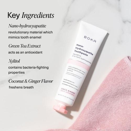 Boka Coco Ginger Toothpaste - Nano-Hydroxyapatite for Remineralizing and Sensitivity, Fluoride-Free I Dentist Recommended, Made In USA I 4oz