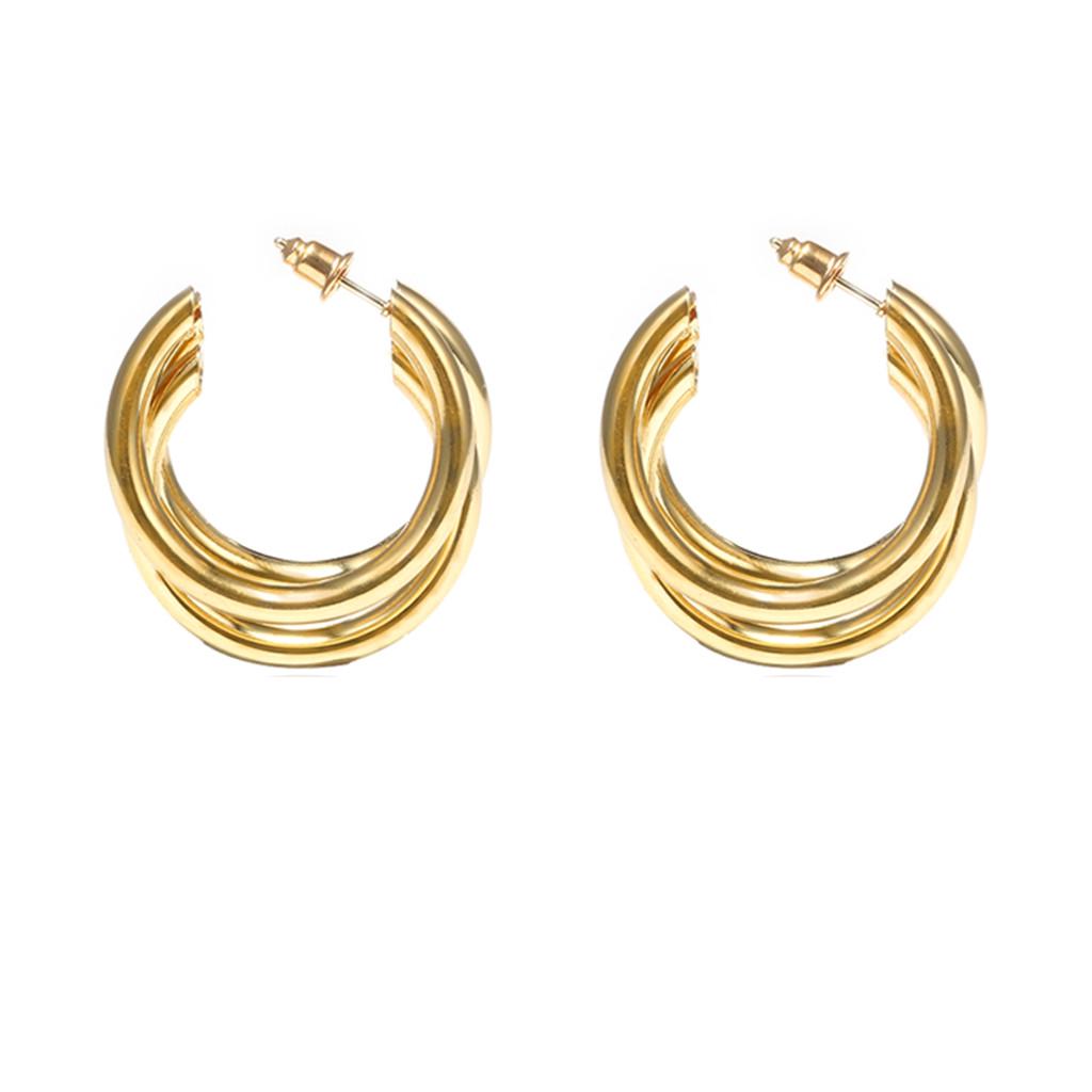 Women Fashion  C-type Semi-circular Geometric Earrings Jewelry 3.5X3.0cm золотой