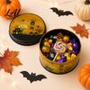 Latas de Lembrancinhas de Festa Halloween Lata Redonda de Metal Caixa para Armazenamento de Doces Biscoitos com Estampa de Abóbora Bruxa Pote Reutilizável Lata de Guloseimas de Metal Assustadora