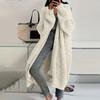 Women's Solid Color Long Sleeved Knee Length Knitted Cardigan, Lazy Trend, Medium Long Hair Jacket
