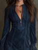 2026 Sexy Slim V-neck Embroidered Long Sleeve Dress
