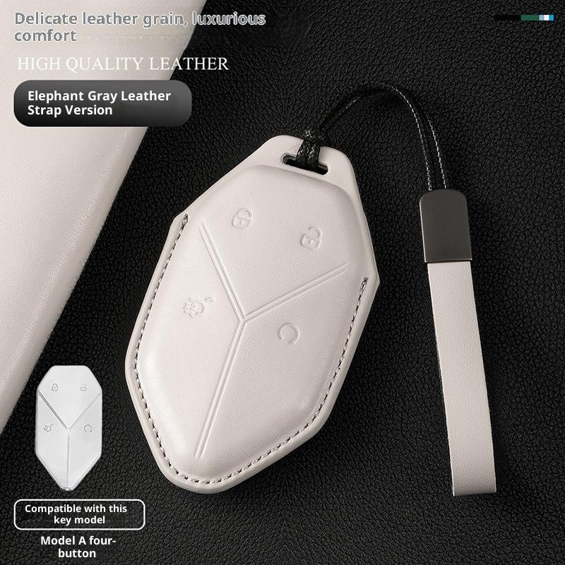 Genuine Leather Car Key Case Cover Key Bag For BYD DM-I Formula Leopard 5 8 2024 2023 Protect Set Car Accessories