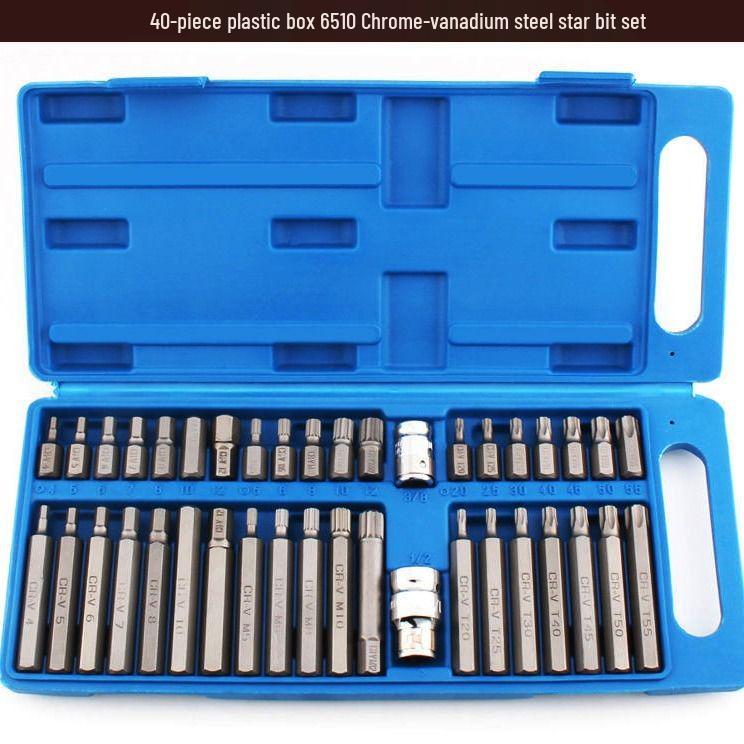 40-Piece Torx & Hex Star Bit Set for Auto Repair & Car Maintenance