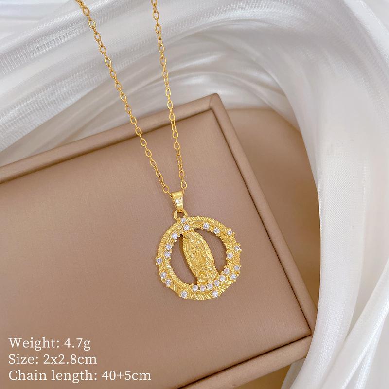 Foreign Trade Portrait Copper Micro-Inlaid Necklace Combination Female Real Gold Electroplated Exquisite Collarbone Chain