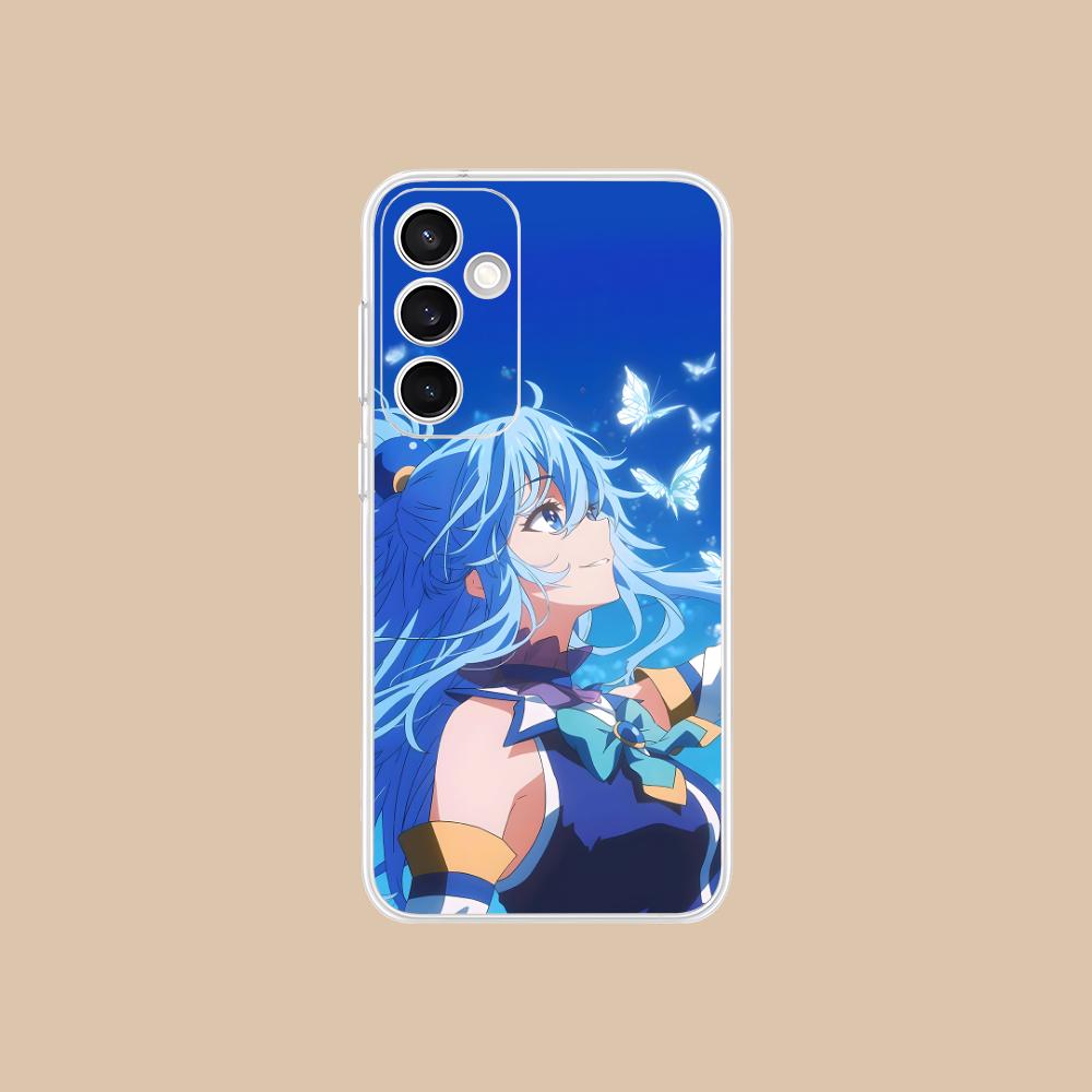 Konosuba Aqua Mobile Phone Case for Samsung Galaxy S25 S24 S23 S22 S21Plus FE Ultra Clear Colour Protective Smartphone Pretty