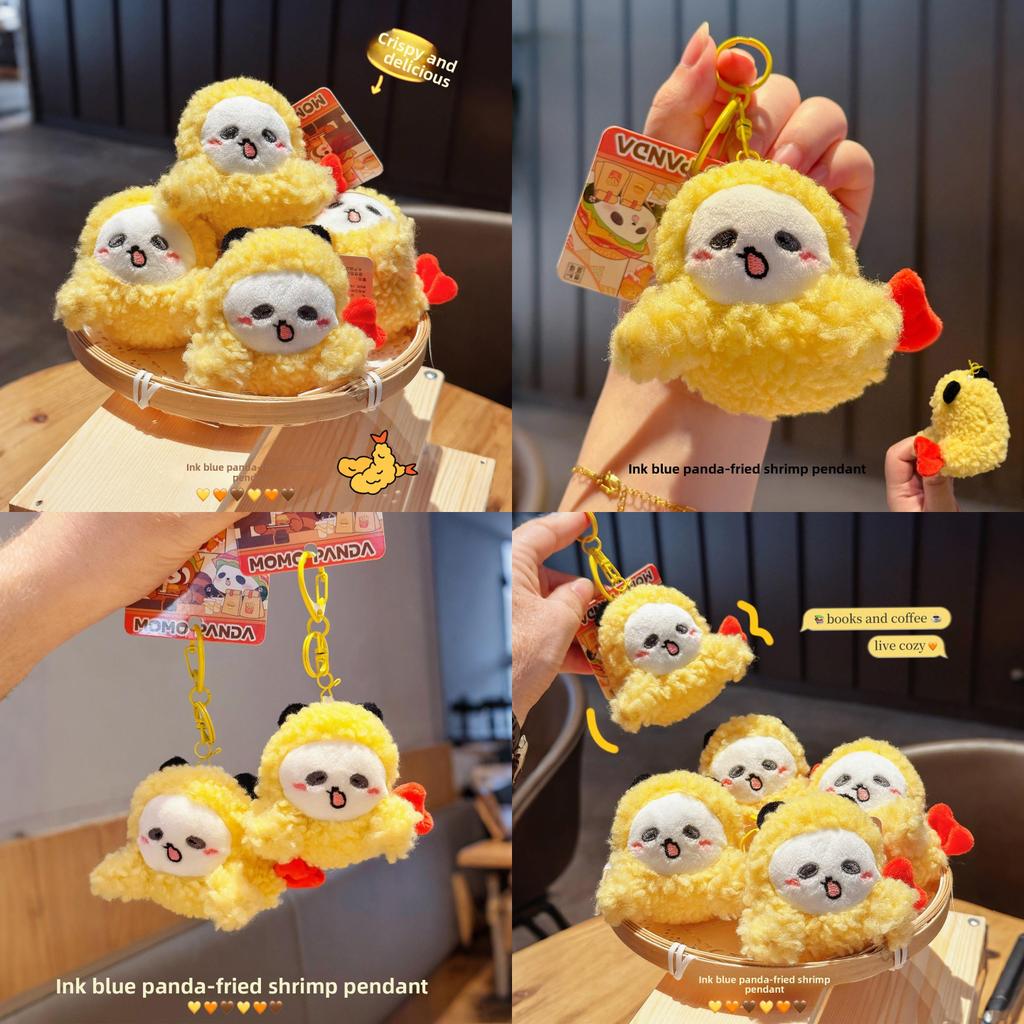 Keychain Plush Fried Shrimp Pendant With Cartoon Panda Design For Kids And Students