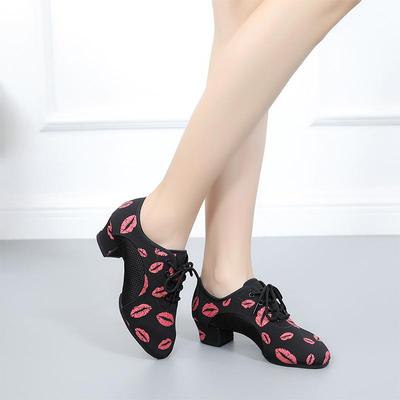 Women's Red Lips Indoor Ballroom Modern Teacher Shoes Dance Shoes 3CM Heel