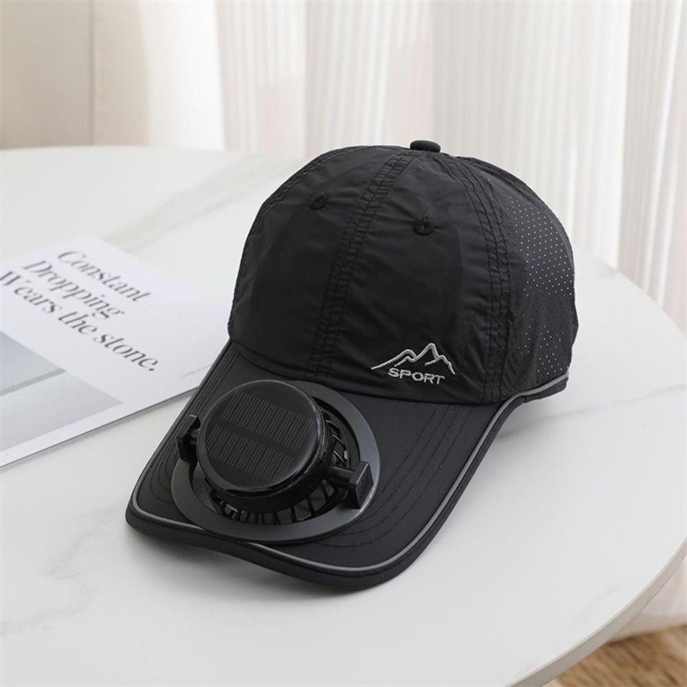 Solarbetriebenes Polyester Solar-Ladeventilator Hut Sonnenschutz Entenschnabel Sonnenschutzhut Baseballkappe Sommer Outdoor